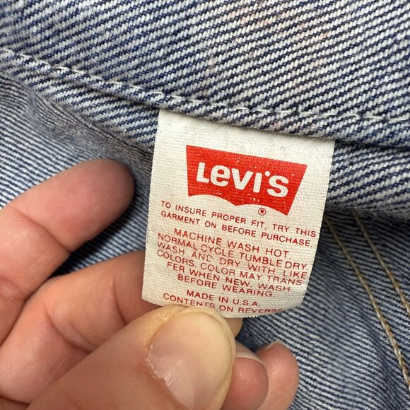 ✅Mens 44 VTG Levis Denim Trucker/Jean Jacket Dark Wash 87' USA 70506-0216 *STAIN - Picture 6 of 12